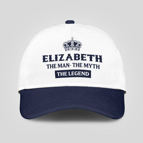 The Man The Myth The Legend King Crown Blue And White Cap ELIZABETH 13K1 C147PF