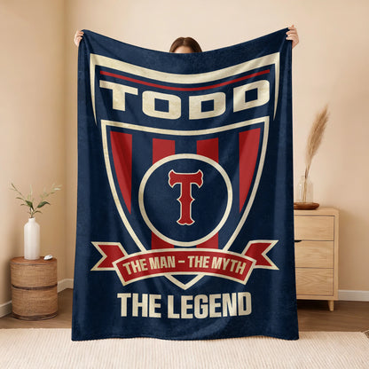 The Man The Myth The Legend Blue Burgundy Baseball Blanket TODD 13K1 BK18