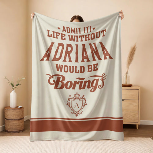 Life Without Your Name Would Be Boring Cream Terracotta Blanket ADRIANA 13K1 BK24