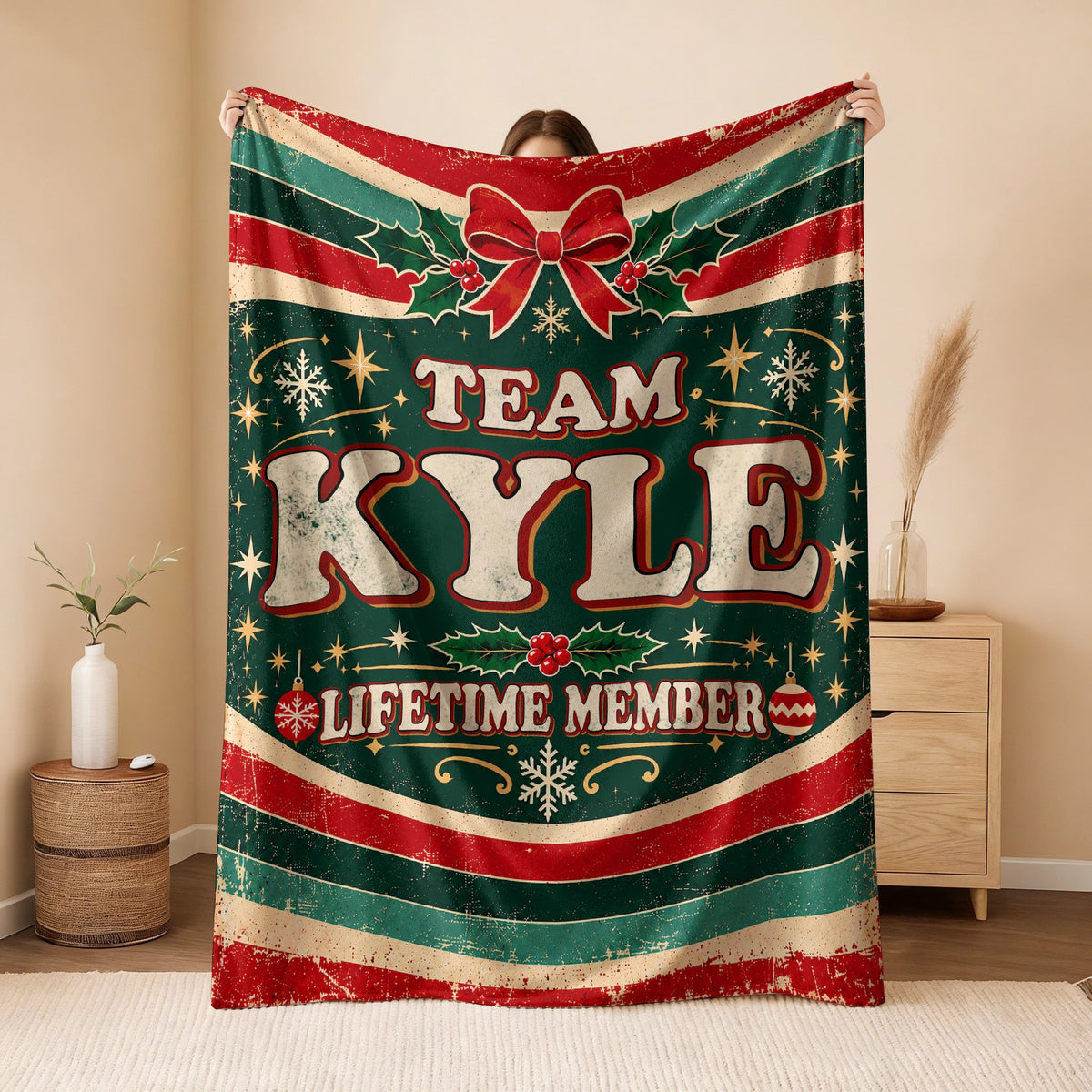 Team Your Name Lifetime Member Christmas Fleece Blanket KYLE 13K1 BK52