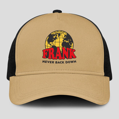 Never Back Down World Logo Khaki Mesh Cap FRANK 13K1 C212PF