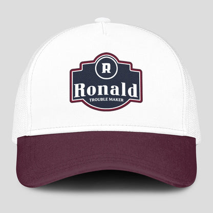 Trouble Maker Burgundy And White Funny Mesh Cap RONALD 13K1 C201PF