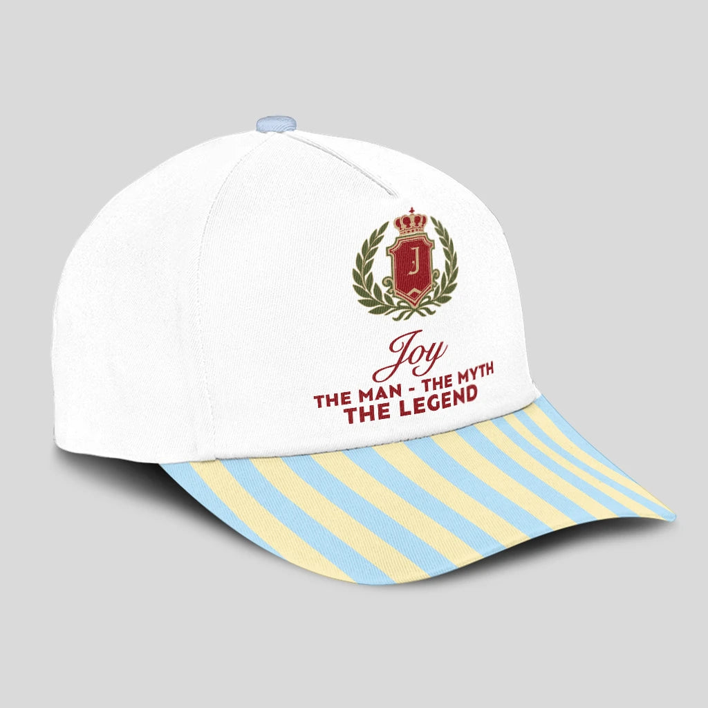 The Man The Myth The Legend Blue And Yellow Striped Beach Cap JOY 13K1 C118PF
