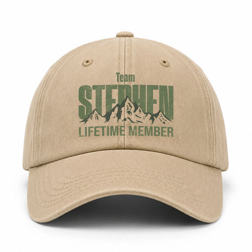 Team Your Name Lifetime Member Mountain Cap STEPHEN 13K1 C58PF