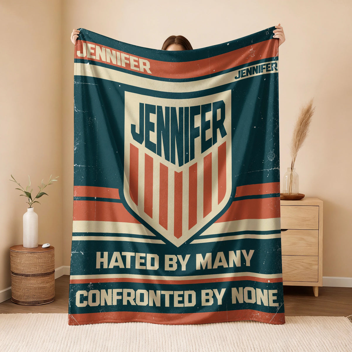 Hated By Many Confronted By None Retro Fleece Blanket JENNIFER 13K1 BK58