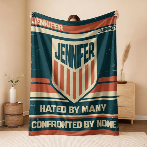 Hated By Many Confronted By None Retro Fleece Blanket JENNIFER 13K1 BK58