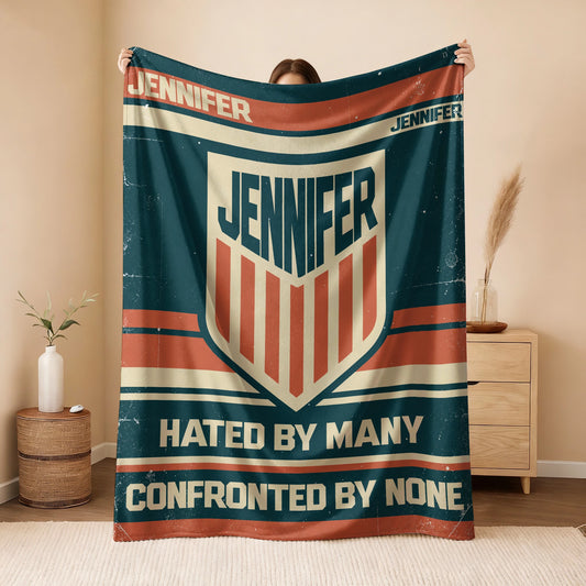 Hated By Many Confronted By None Retro Fleece Blanket JENNIFER 13K1 BK58