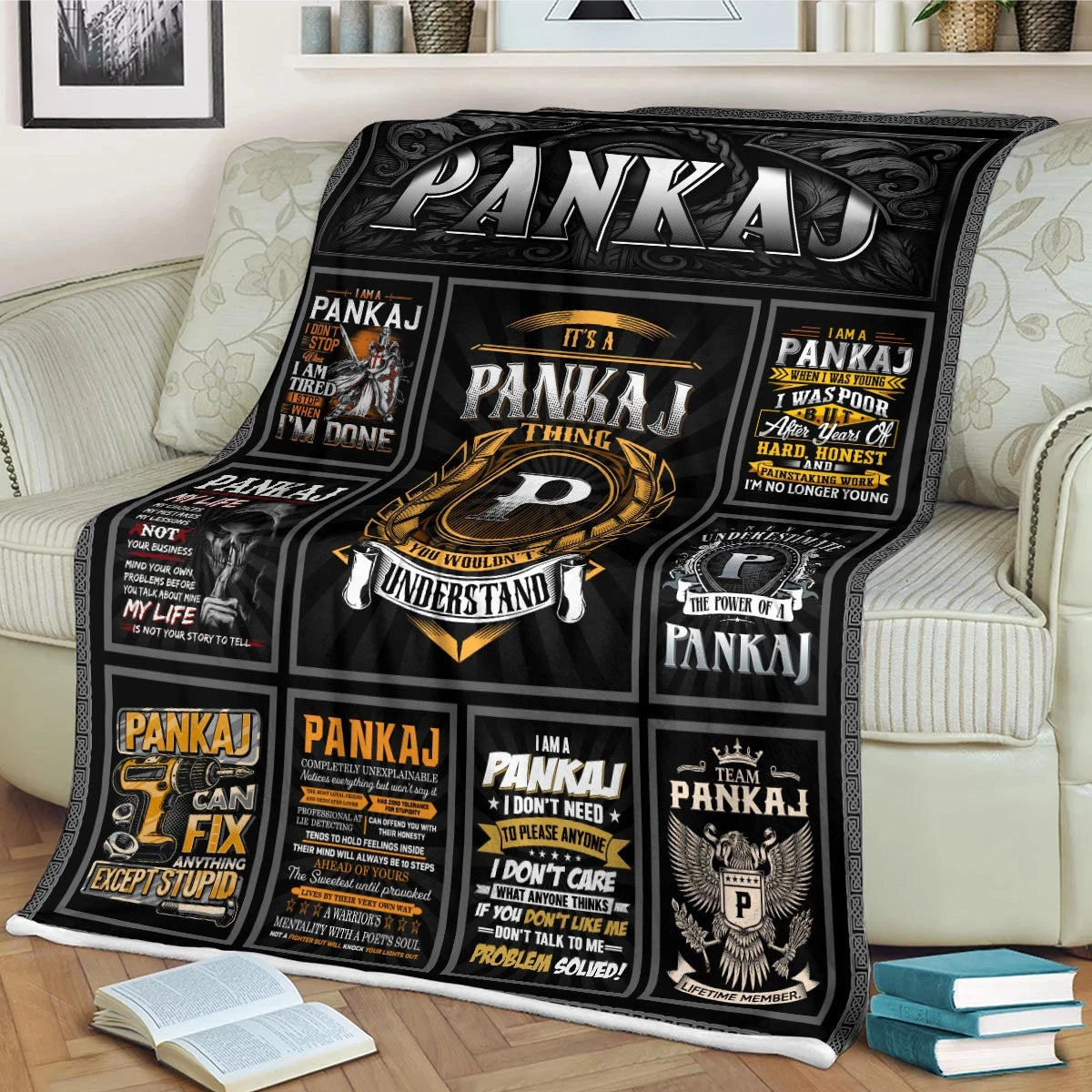 PANKAJ Personalized Blanket | Custom Name Cozy Throw Gift 13K4-BK2