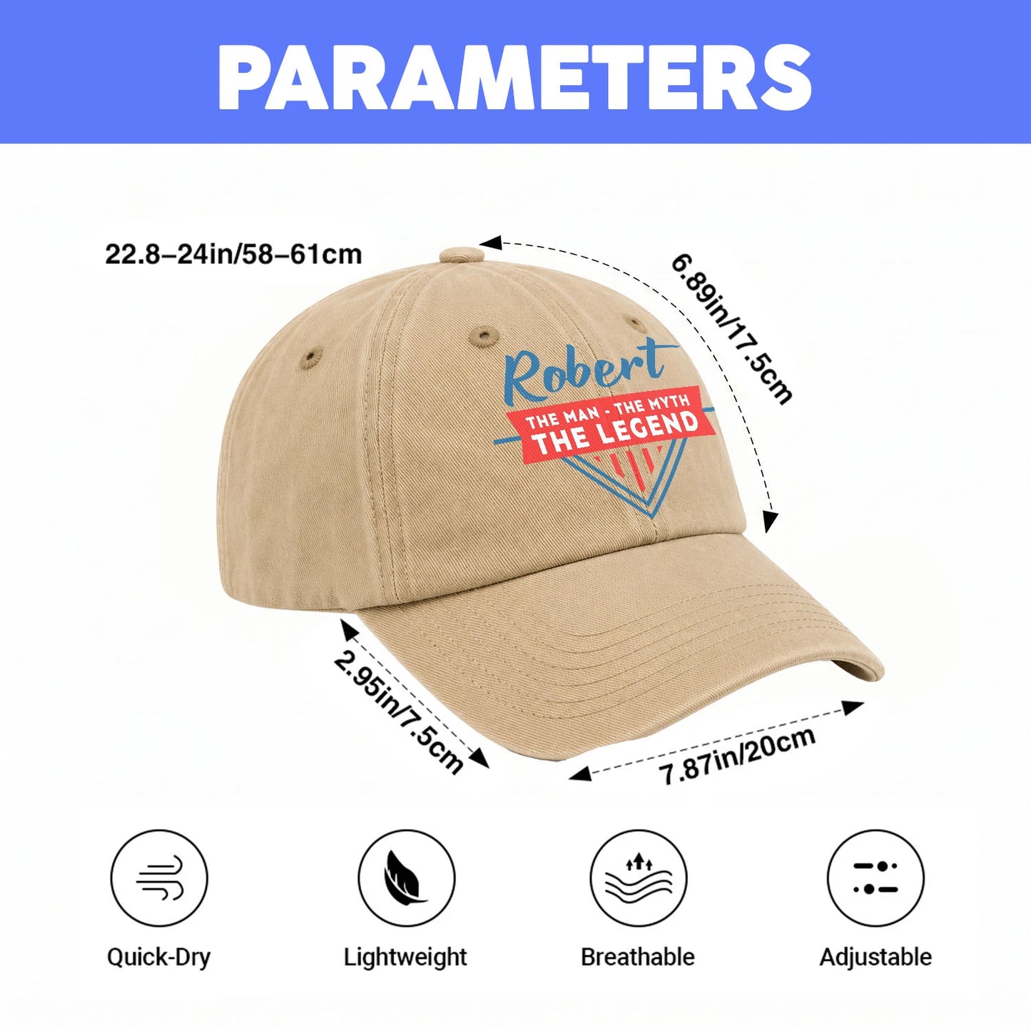 The Man The Myth The Legend Logo Washed Cap ROBERT 13K1 C37PF