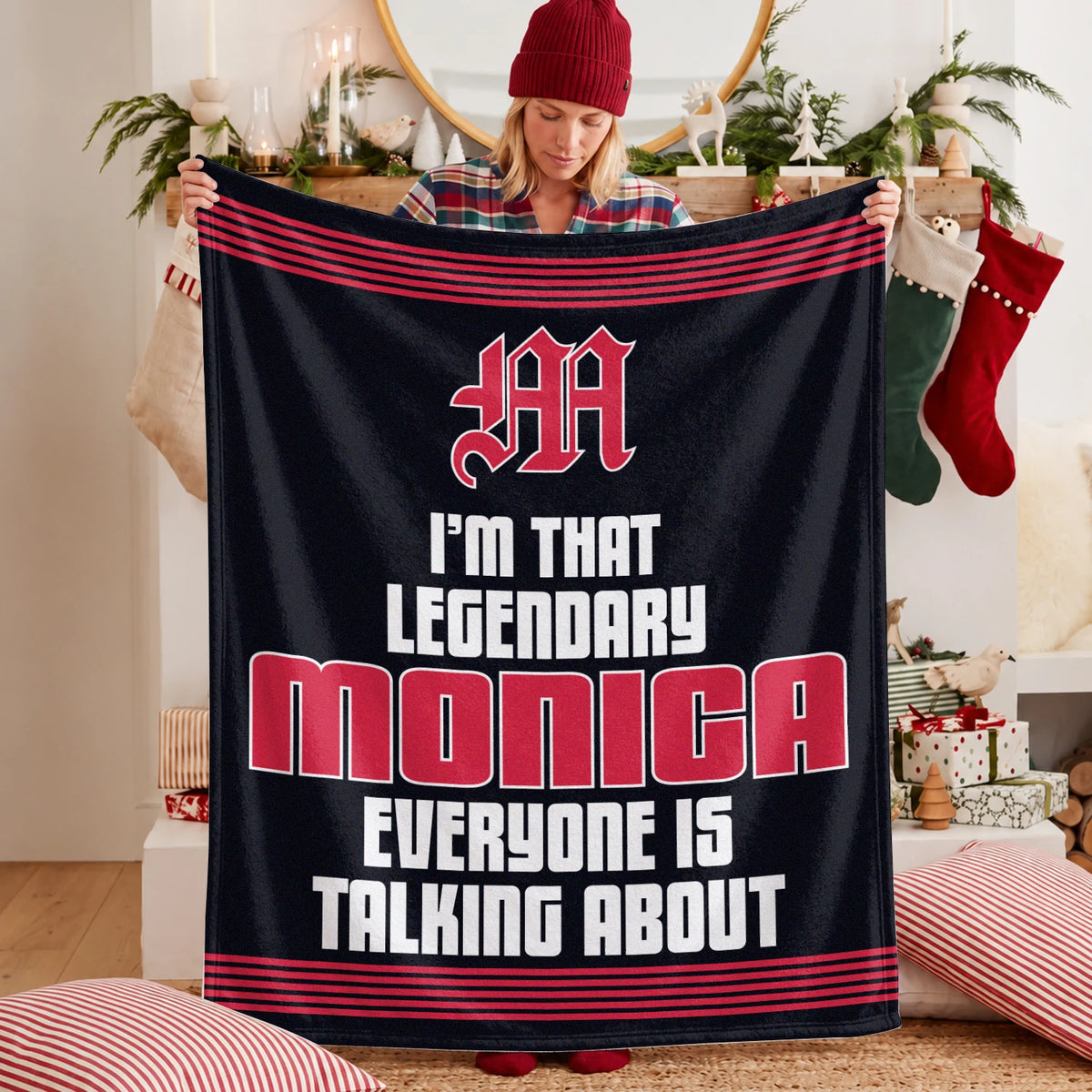I'm That Legendary Name Dark Red Fleece Blanket MONICA 13K1 BK48