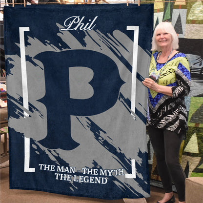 The Man The Myth The Legend Navy Baseball Fleece Blanket PHIL 13K1 BK17