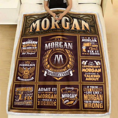 MORGAN Personalized Blanket | Custom Name Cozy Throw Gift 13K1-BK4