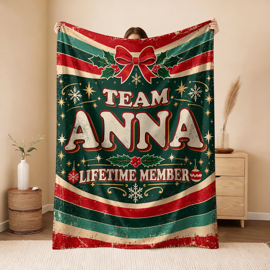Team Your Name Lifetime Member Christmas Fleece Blanket ANNA 13K1 BK52