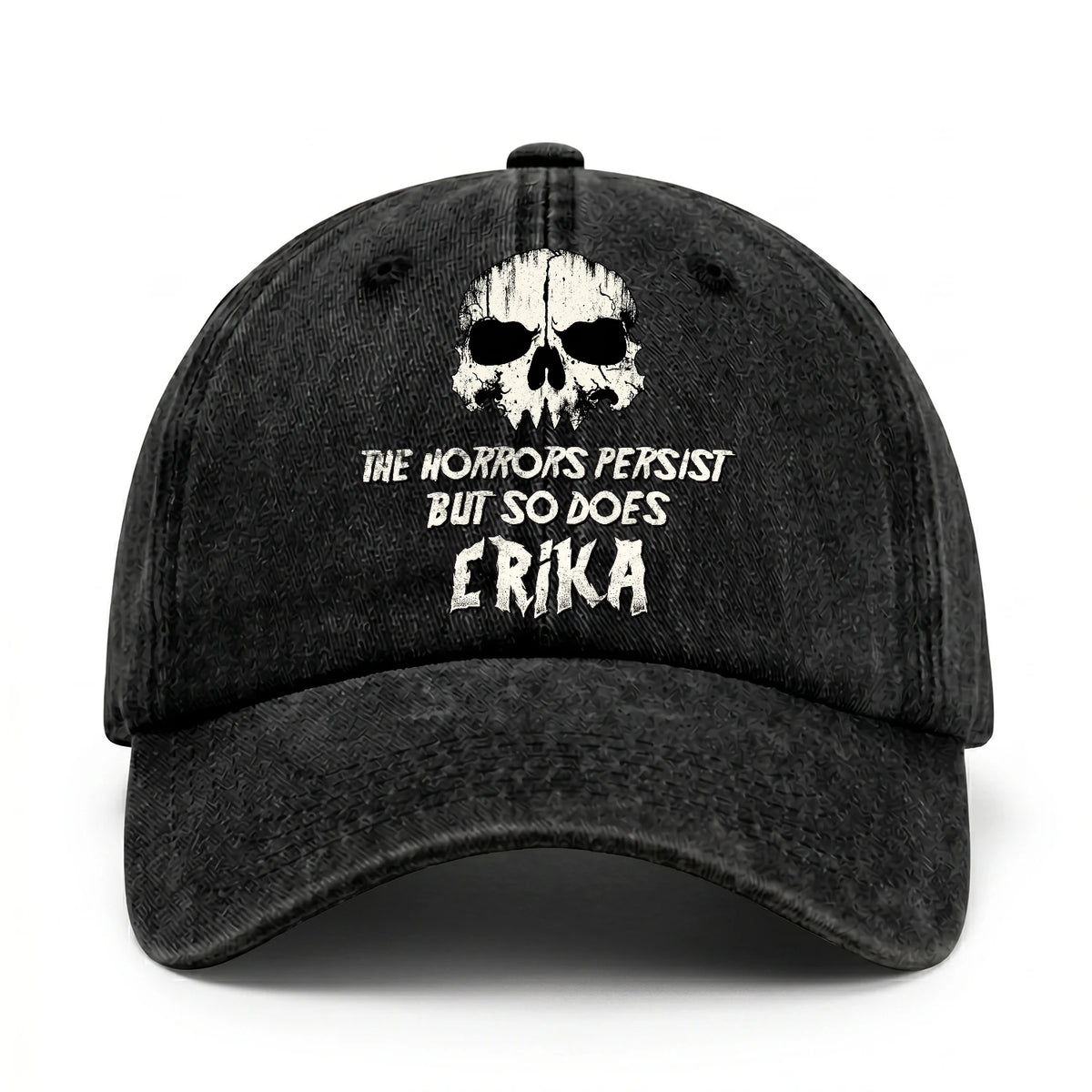 The Horrors Persist But So Does Your Name Cool Skull Washed Cap ERIKA 13K1 C134PF