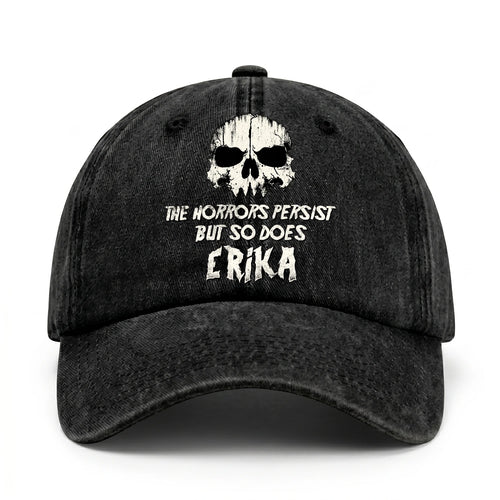 The Horrors Persist But So Does Your Name Cool Skull Washed Cap ERIKA 13K1 C134PF