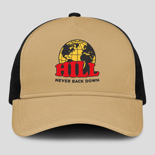 Never Back Down World Logo Khaki Mesh Cap HILL 13K1 C212PF