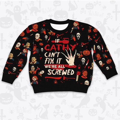 CATHY Horror Halloween Pajamas Set Cozy Sweater & Pants Sleepwear 13K1-HL1