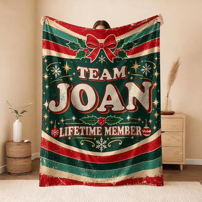 Team Your Name Lifetime Member Christmas Fleece Blanket JOAN 13K1 BK52