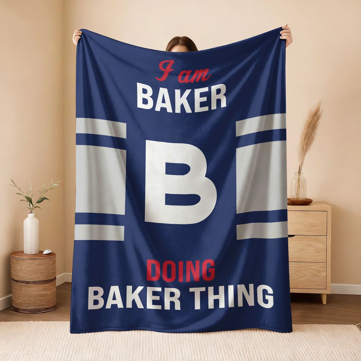 I'm Name Doing Name Things Navy Fleece Blanket BAKER 13K1 BK51