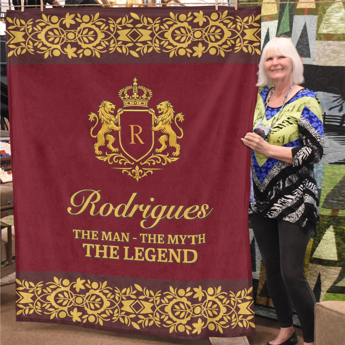 The Man The Myth The Legend Royal Red And Yellow Fleece Blanket RODRIGUES 13K1 BK05