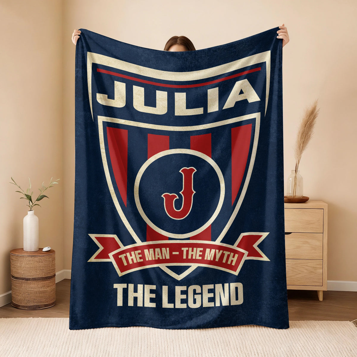 The Man The Myth The Legend Blue Burgundy Baseball Blanket JULIA 13K1 BK18