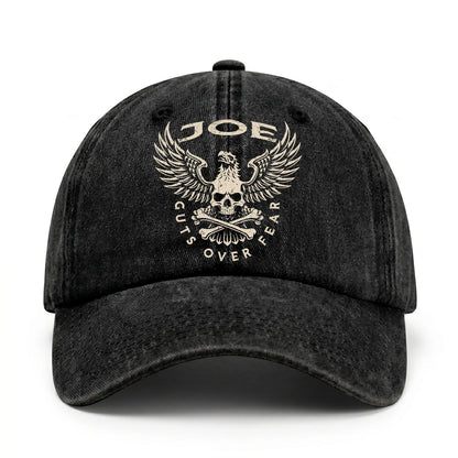 Your Name Guts Over Fear With Eagle And Skull Washed Cap JOE 13K1 C75PF
