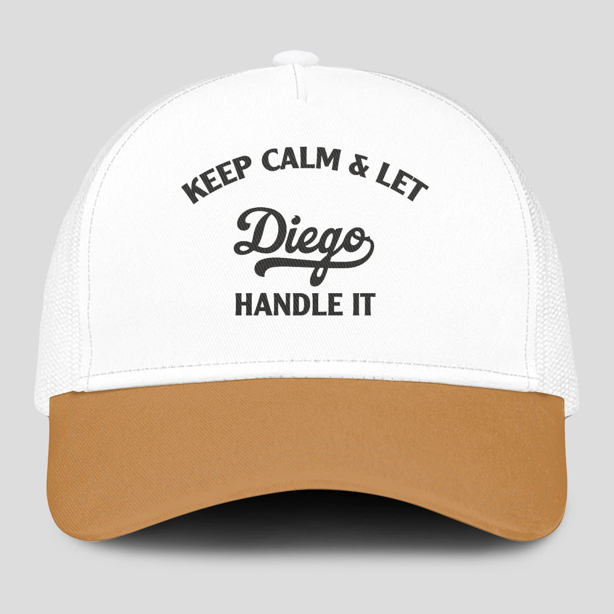Keep Calm & Let Your Name Handle It Yellow And White Mesh Cap DIEGO 13K1 C205PF