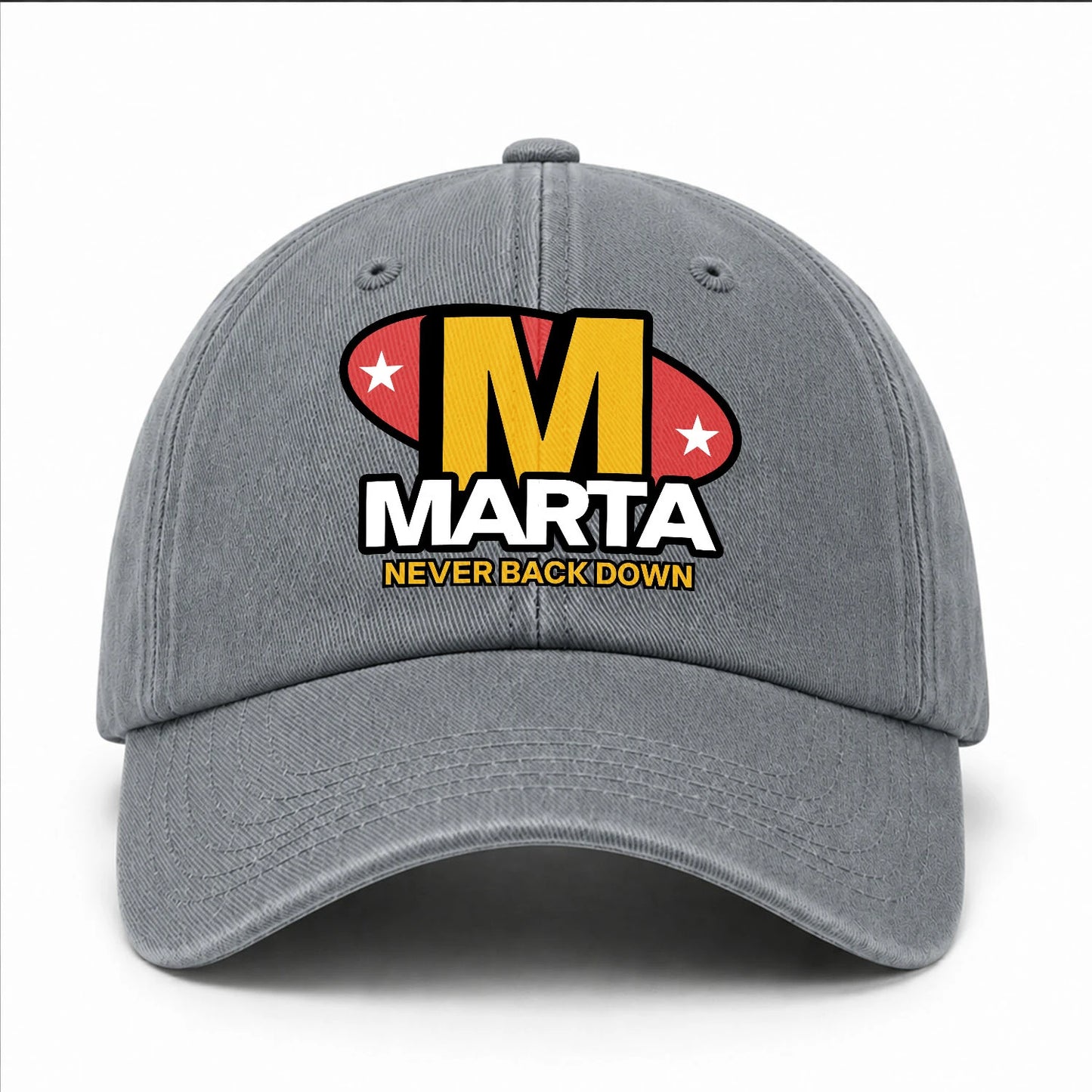 Never Back Down With Your Name And Initial Letter Washed Cap MARTA 13K1 C82PF
