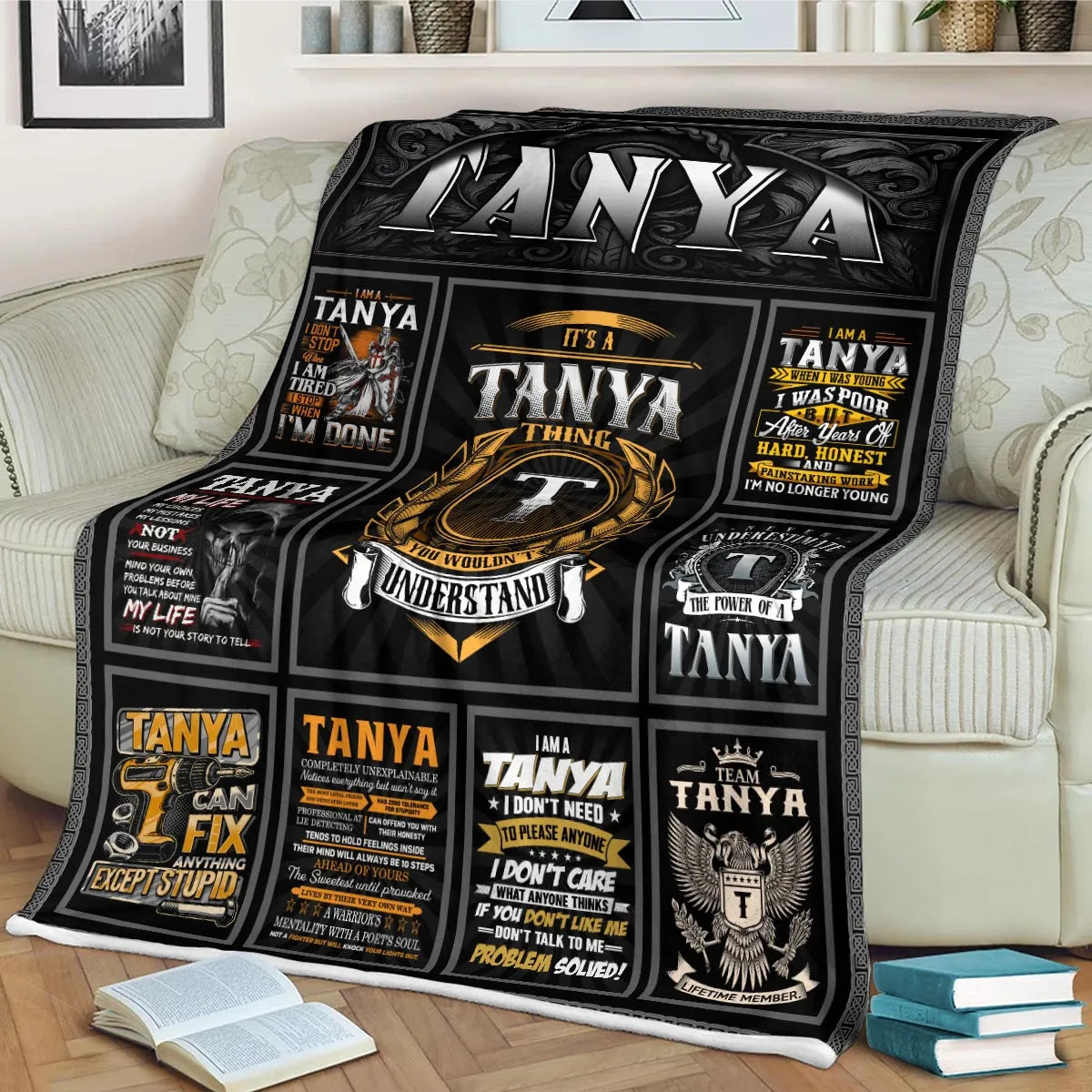TANYA Personalized Blanket | Custom Name Cozy Throw Gift 13K2-BK2
