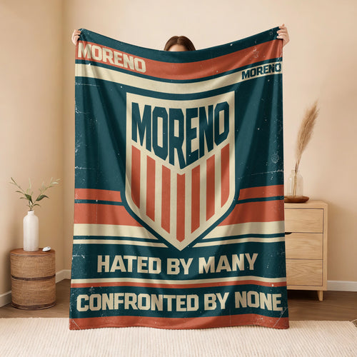 Hated By Many Confronted By None Retro Fleece Blanket MORENO 13K1 BK58