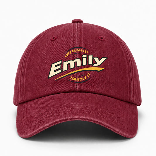 Keep Calm & Let Your Name Handle It Burgundy Washed Cap EMILY 13K1 C105PF