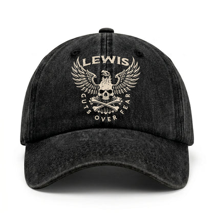 Your Name Guts Over Fear With Eagle And Skull Washed Cap LEWIS 13K1 C75PF