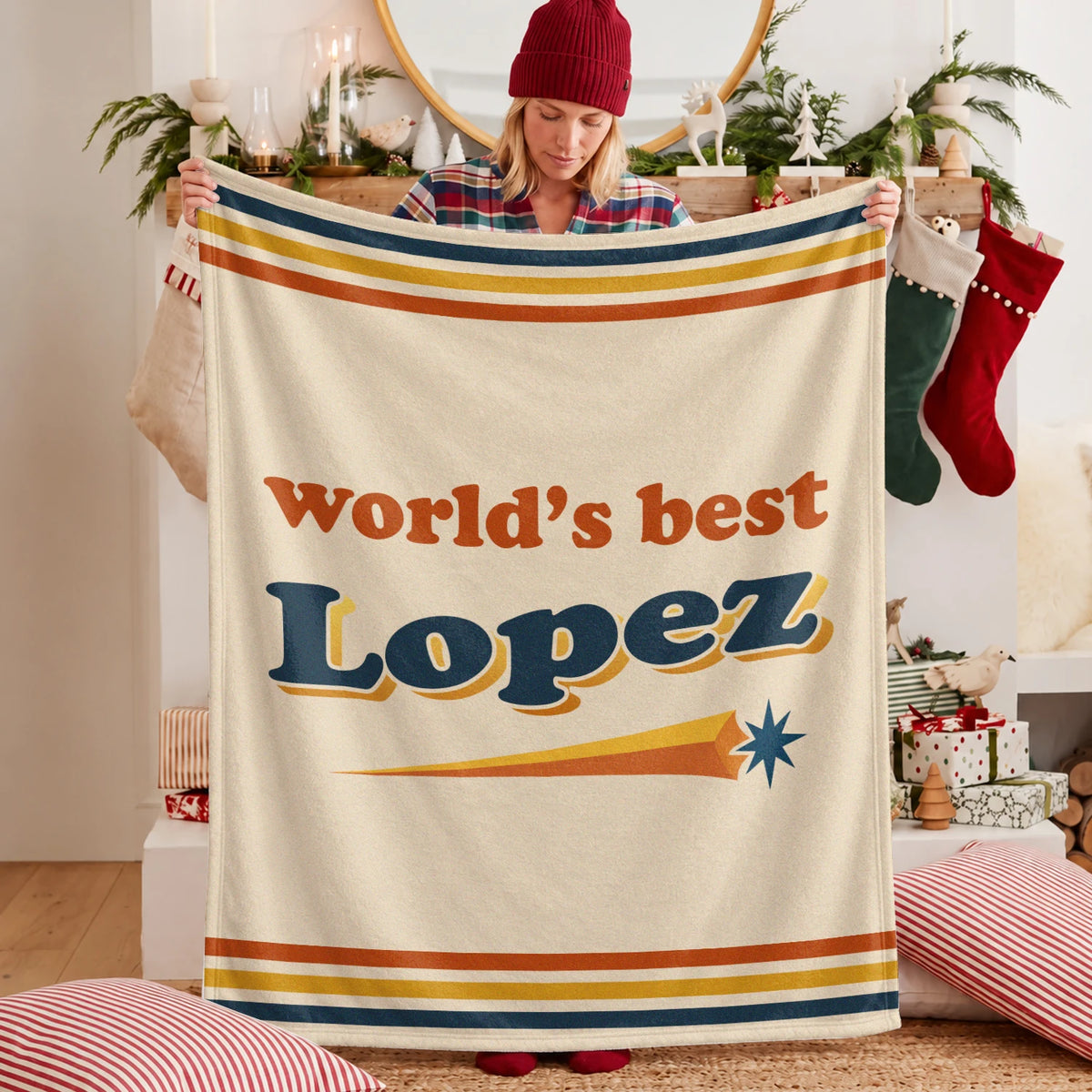 World's Best Your Name Retro Fleece Blanket LOPEZ 13K1 BK64