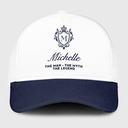 The Man The Myth The Legend Blue And White Baseball Mesh Cap MICHELLE 13K1 C186PF