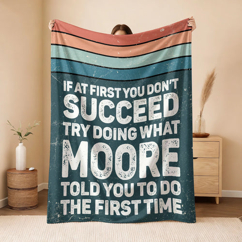 If At First You Don’t Succeed Retro Green Fleece Blanket MOORE 13K1 BK29