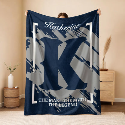 The Man The Myth The Legend Navy Baseball Fleece Blanket KATHERINE 13K1 BK17