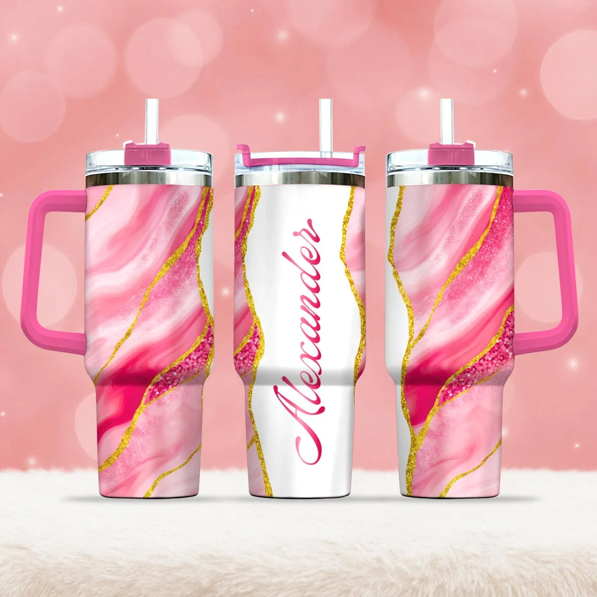 ALEXANDER 40oz Personalized Tumbler Cup with Straw | Custom Stainless Steel Mug 13K1-TB1
