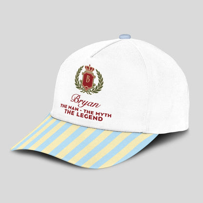 The Man The Myth The Legend Blue And Yellow Striped Beach Cap BRYAN 13K1 C118PF