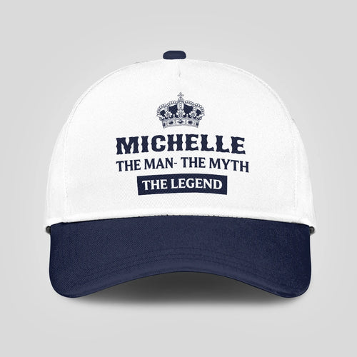 The Man The Myth The Legend King Crown Blue And White Cap MICHELLE 13K1 C147PF