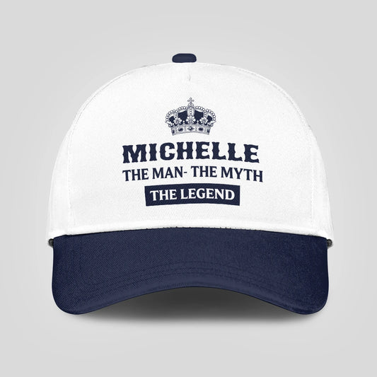The Man The Myth The Legend King Crown Blue And White Cap MICHELLE 13K1 C147PF