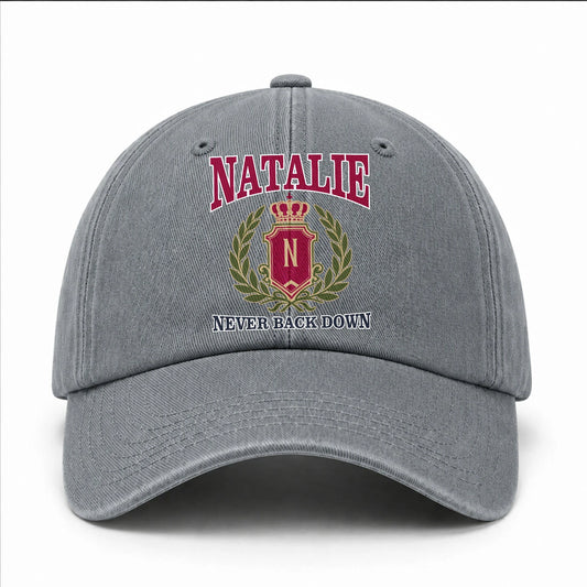 Your Name Never Back Down Royal Washed Cap NATALIE 13K1 C77PF