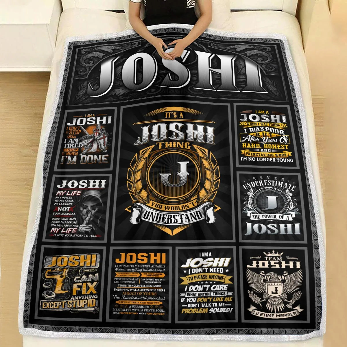 JOSHI Personalized Blanket | Custom Name Cozy Throw Gift 13K3-BK2