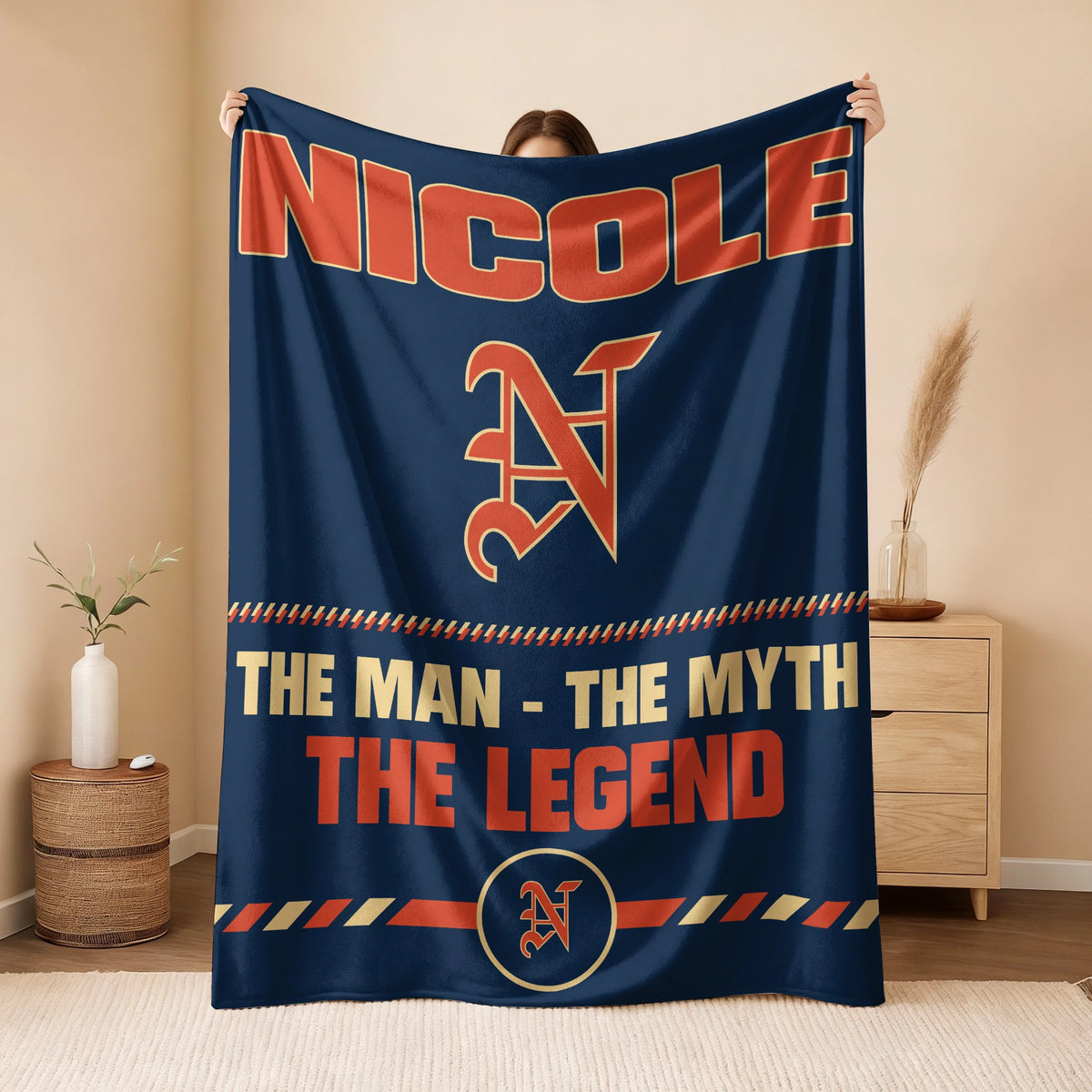 The Man The Myth The Legend Retro Fleece Blanket NICOLE 13K1 BK53