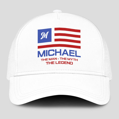 The Man The Myth The Legend America Flag Mesh Cap MICHAEL 13K1 C193PF