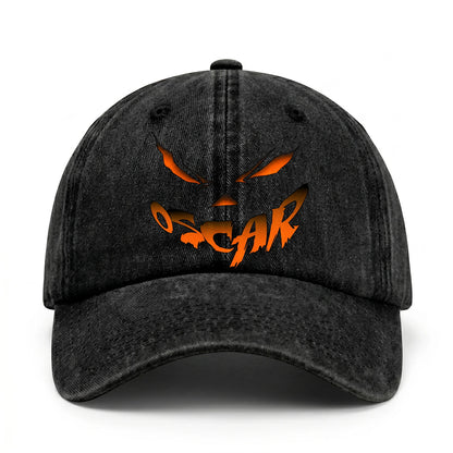 Your Name Jack O' Lantern Halloween Washed Cap OSCAR 13K1 C100PF