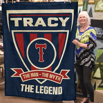 The Man The Myth The Legend Blue Burgundy Baseball Blanket TRACY 13K1 BK18