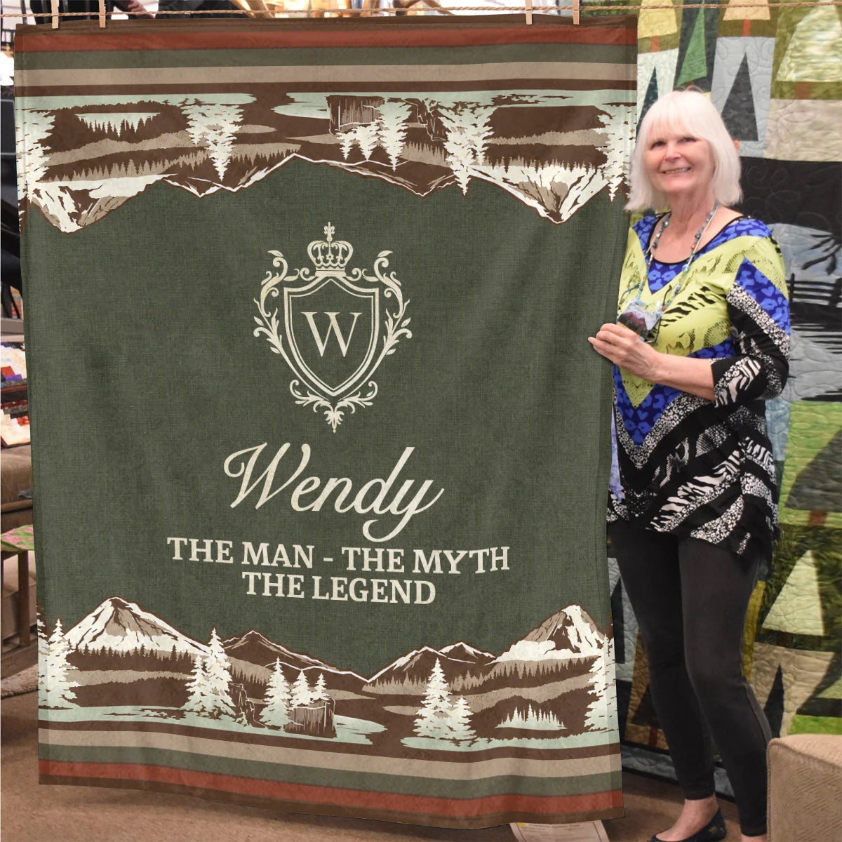The Man The Myth The Legend Deer In Forest Brown Fleece Blanket WENDY 13K1 BK10