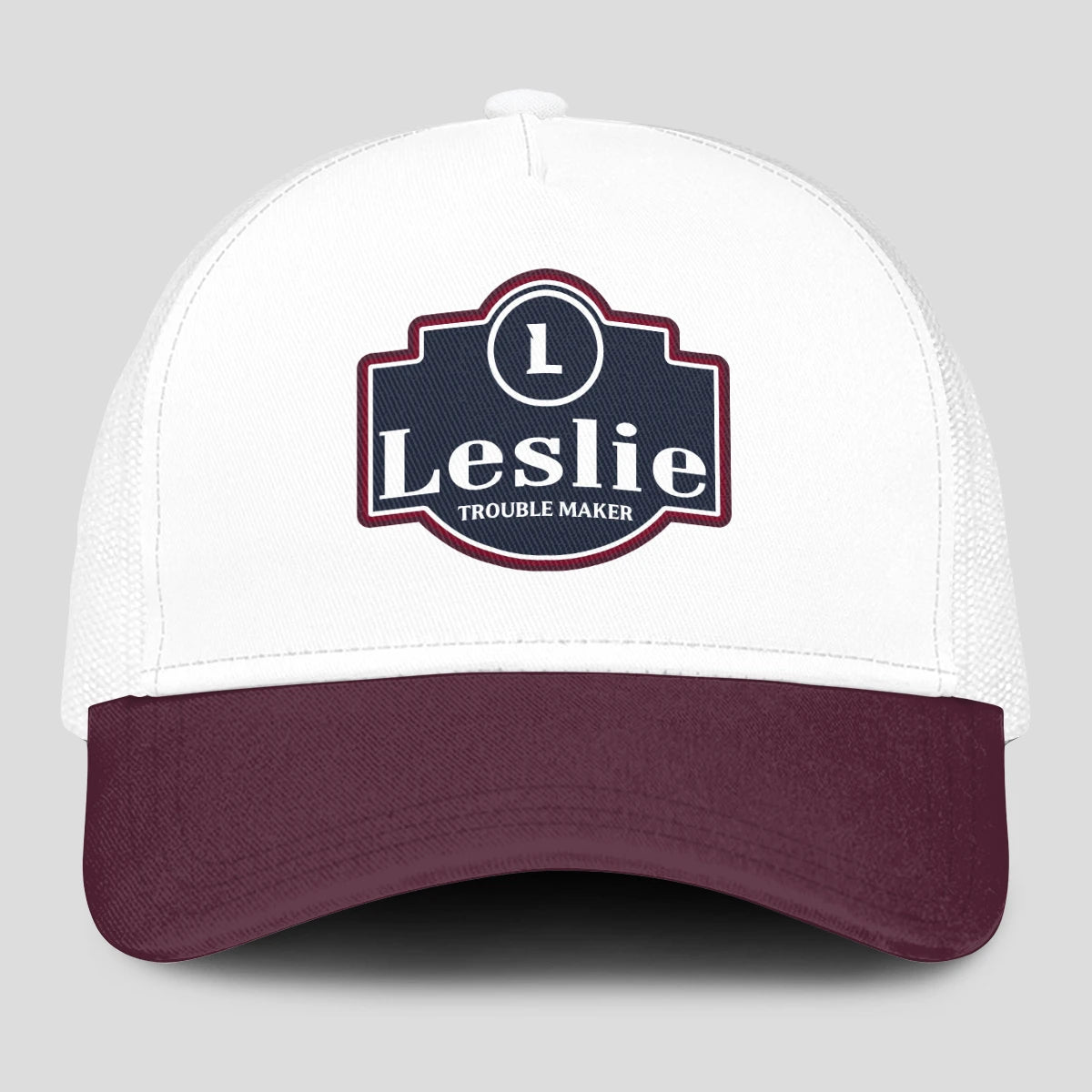 Trouble Maker Burgundy And White Funny Mesh Cap LESLIE 13K1 C201PF