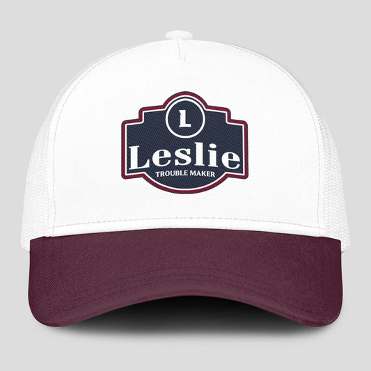Trouble Maker Burgundy And White Funny Mesh Cap LESLIE 13K1 C201PF