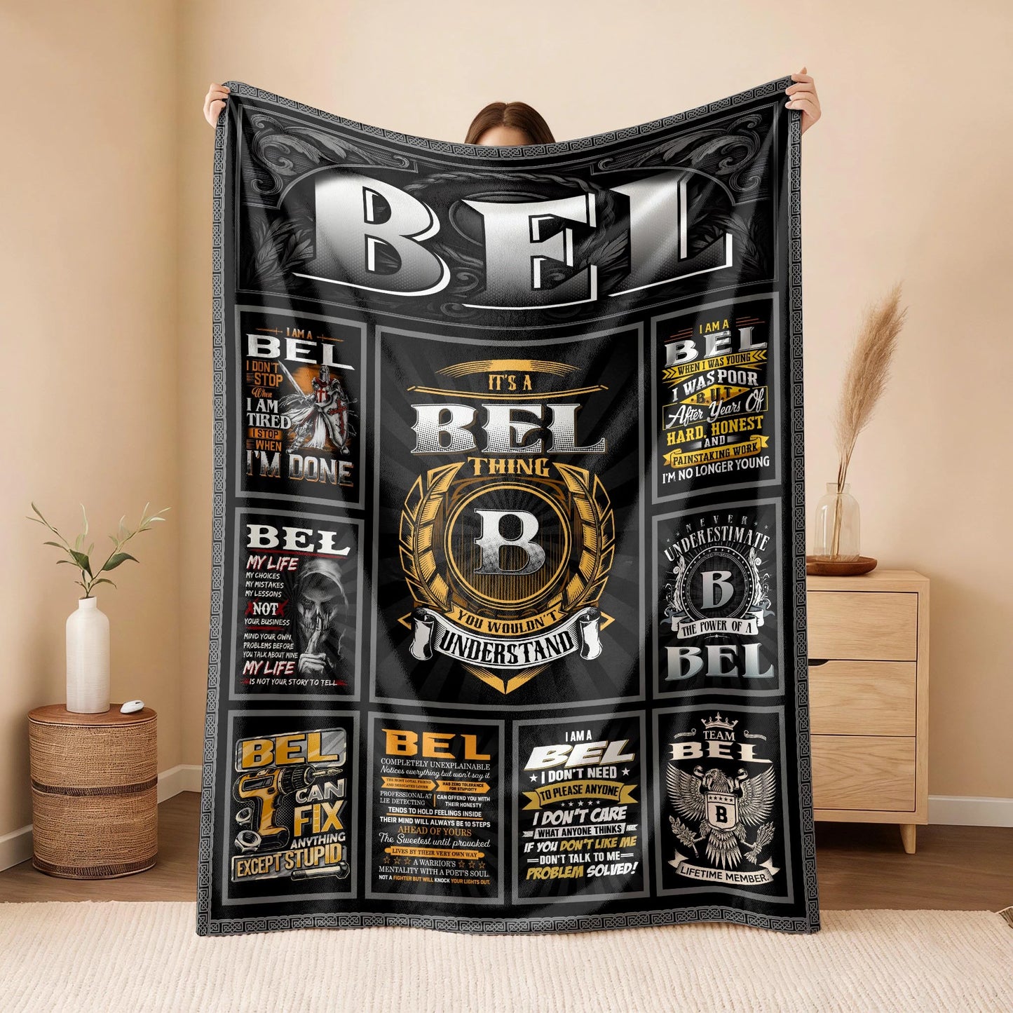 BEL Personalized Blanket | Custom Name Cozy Throw Gift 13K4-BK2
